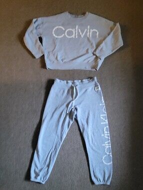 Women's Size L Gray Calvin Klein Drawstring Jogger Sweatsuit